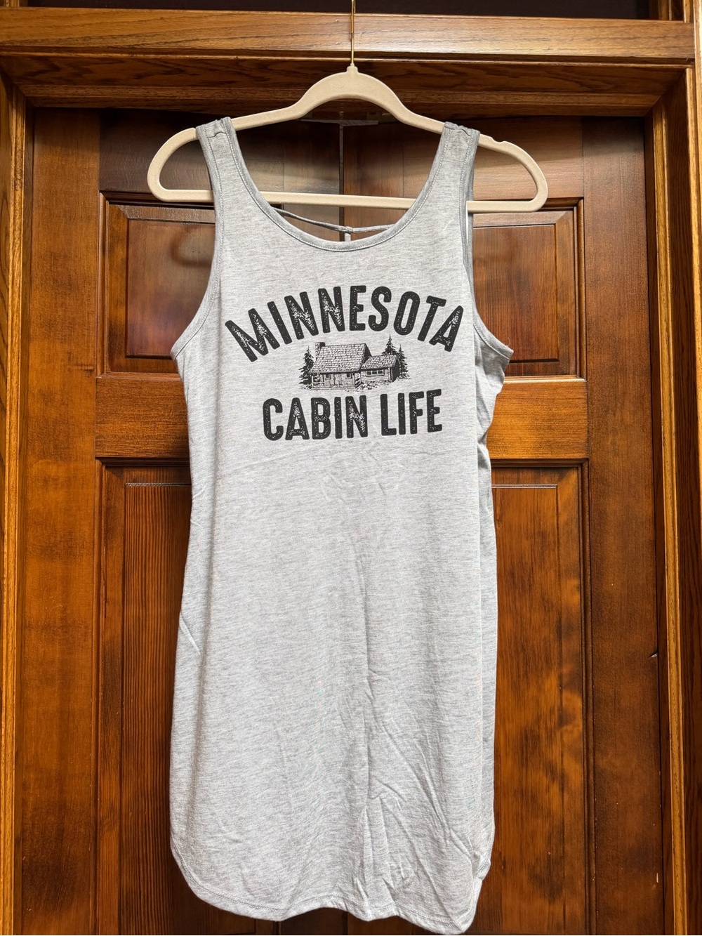 Minnesota Cabin Life Grey Tank Tunic/Dress, Size Medium